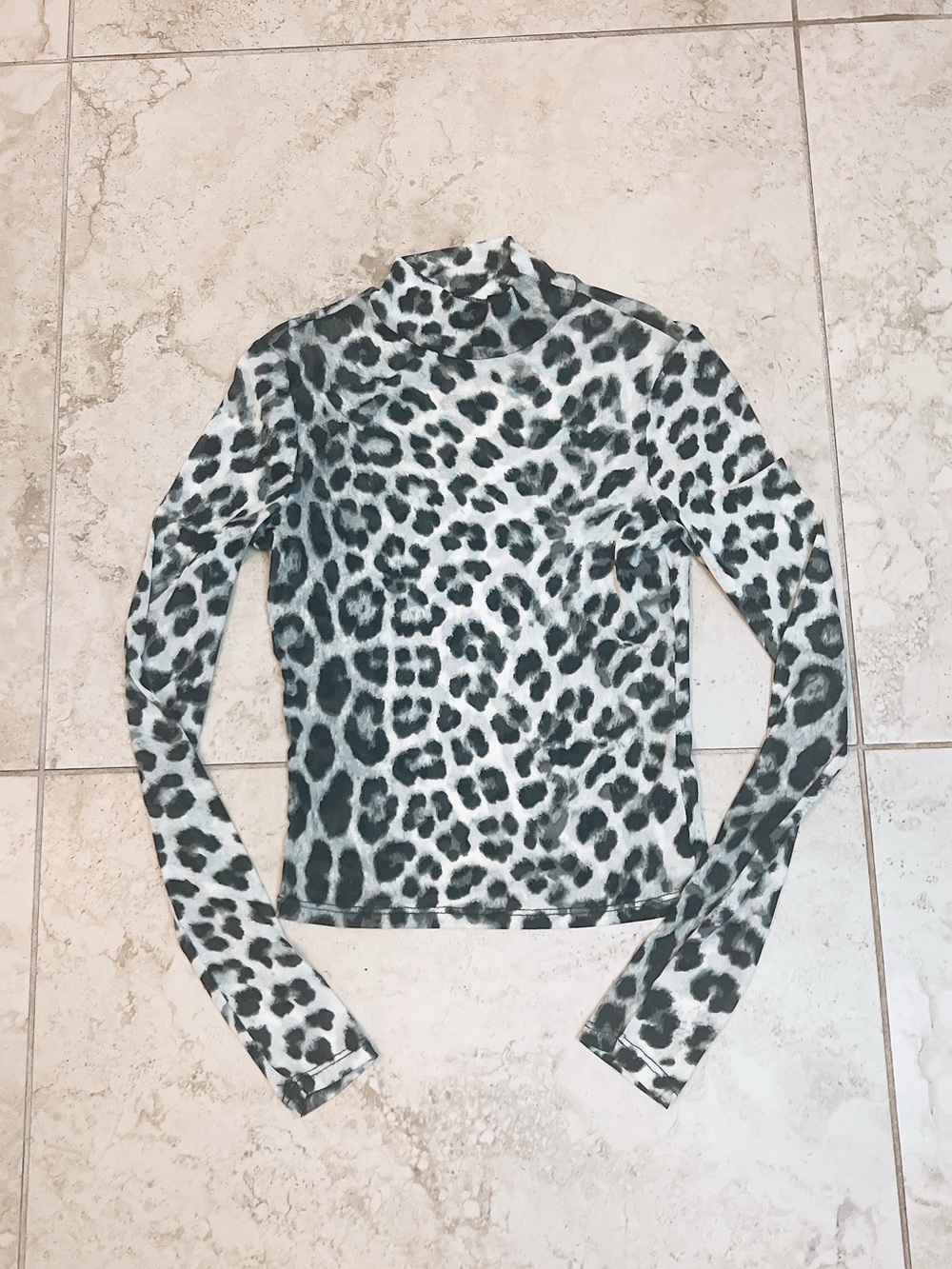 Free- Leopard sheer turtle neck top